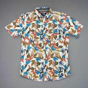 Craft + Flow Voyage Color Fall Leaves SS Button Mens Size M